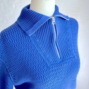 Dry cleaned!  Y2K Rag & Bone Knit Zip Turtleneck Sweater in Bright Blue
